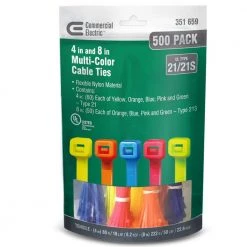 4 in. and 8 in. Cable Tie Canister, Assorted (500-Pack) by Commercial Electric