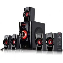 5.1-Channel Surround Sound Bluetooth Speaker System in Black and Red by BEFREE SOUND