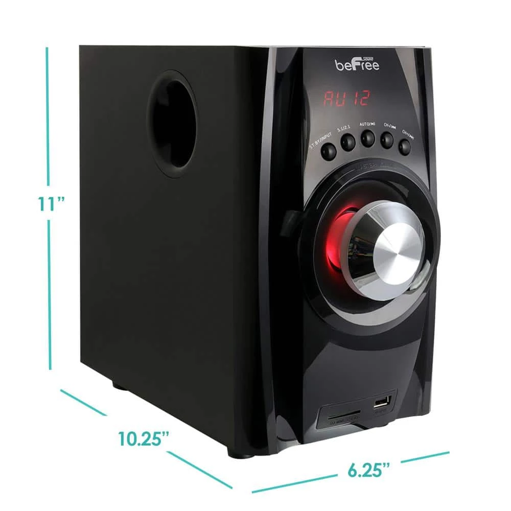 5.1-Channel Surround Sound Bluetooth Speaker System in Black and Red by BEFREE SOUND 4 5.1-Channel Surround Sound Bluetooth Speaker System in Black and Red by BEFREE SOUND - Image 2