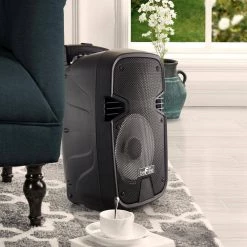 8 in. 400-Watt Bluetooth Portable Party Speaker with USB, SD Input and Reactive Lights by BEFREE SOUND -Eaton Sales black befree sound portable audio video 985100187m 1f 1000