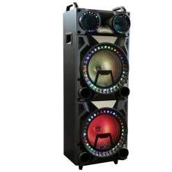 12 in. Rechargeable Double Subwoofer Portable Bluetooth Party Speaker by BEFREE SOUND -Eaton Sales black befree sound portable audio video 985105301m 40 1000