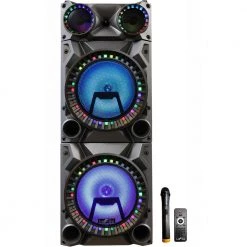 12 in. Rechargeable Double Subwoofer Portable Bluetooth Party Speaker by BEFREE SOUND