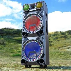 12 in. Rechargeable Double Subwoofer Portable Bluetooth Party Speaker by BEFREE SOUND -Eaton Sales black befree sound portable audio video 985105301m 66 1000