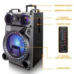 12 in. Portable Rechargeable Bluetooth Party Speaker by BEFREE SOUND 8 12 in. Portable Rechargeable Bluetooth Party Speaker by BEFREE SOUND -Eaton Sales black befree sound portable audio video 985109242m 4f 1000