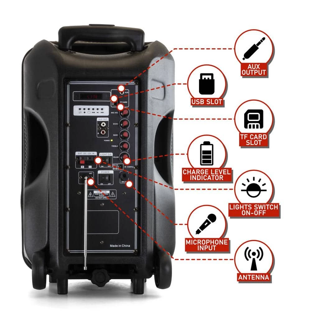 12 in. Portable Wireless Bluetooth PA Speaker by BEFREE SOUND 8 12 in. Portable Wireless Bluetooth PA Speaker by BEFREE SOUND - Image 6