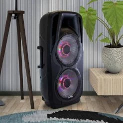 Double 12 in. Subwoofer Portable Bluetooth Party PA Speaker by BEFREE SOUND -Eaton Sales black befree sound portable audio video 98595831m 76 1000