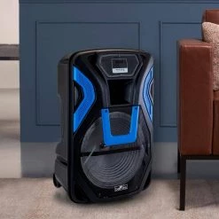 15 in. Rechargeable Bluetooth Portable Party PA Speaker System With SD/FM/USB Inputs by BEFREE SOUND -Eaton Sales black befree sound portable audio video 98597278m 76 1000