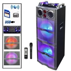 Portable Double 10 in. Subwoofer Bluetooth Party Speaker with Reactive Lights by BEFREE SOUND