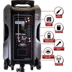 12 in. Bluetooth Rechargeable Portable PA Party Speaker with Reactive LED Lights by BEFREE SOUND -Eaton Sales black befree sound speakers 985112791m 1f 1000