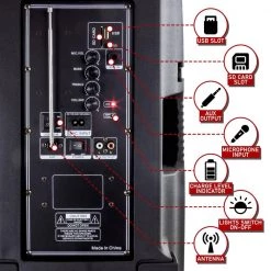 12 in. Bluetooth Rechargeable Portable PA Party Speaker with Reactive LED Lights by BEFREE SOUND -Eaton Sales black befree sound speakers 985112792m 44 1000