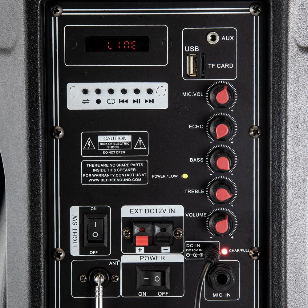 12 in. 2500-Watt Bluetooth Portable Party PA Speaker with Illuminating Lights by BEFREE SOUND 5 12 in. 2500-Watt Bluetooth Portable Party PA Speaker with Illuminating Lights by BEFREE SOUND - Image 3