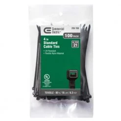 4 in. UV Cable Tie, Black (100-Pack) by Commercial Electric