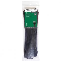 11 in. UV Cable Tie, Black (100-Pack) by Commercial Electric