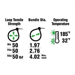 8 in., 11 in. and 14 in. Assorted Twist and Cut Cable Ties, Black (300-Pack) by Commercial Electric -Eaton Sales black commercial electric cable zip ties gtsc 300uv pk 1f 1000