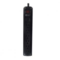 8 ft. 6-Outlet Surge Protector with 45 Degree Flat Angle Plug, Black by Commercial Electric