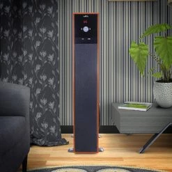 Bluetooth Powered Tower Speaker in Natural Wood by BEFREE SOUND -Eaton Sales brown befree sound speakers 985116051m 31 1000