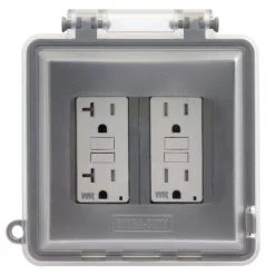 Gray 2-Gang Extra-Duty Non-Metallic While-In-Use Weatherproof Horizontal/Vertical Receptacle Cover by Commercial Electric