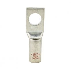 Copper 1-Hole Straight Short Barrel Compression Lug for #2 Stranded Wire, Brown by Commercial Electric