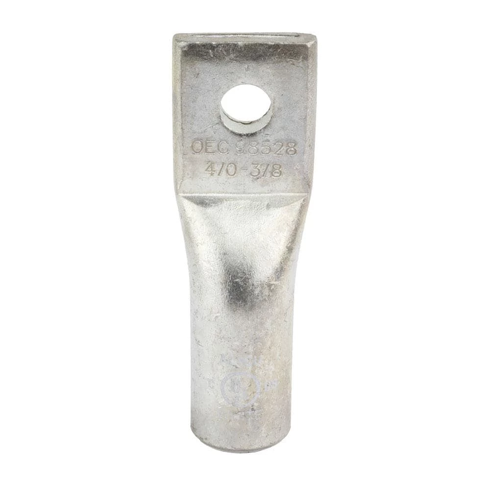 Aluminum 1-Hole Straight Short Barrel Compression Lug for 4/0 Stranded Wire in White by Commercial Electric 3 Aluminum 1-Hole Straight Short Barrel Compression Lug for 4/0 Stranded Wire in White by Commercial Electric