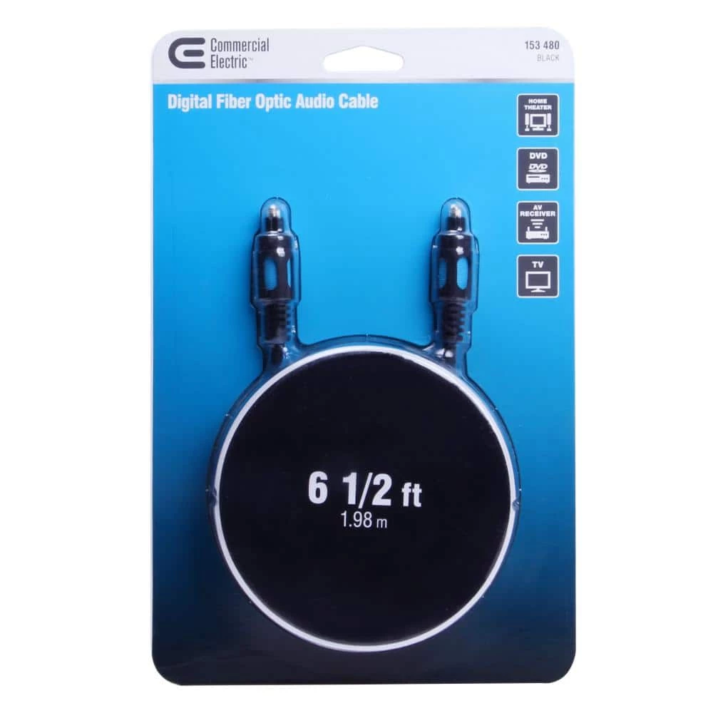 6-1/2 ft. Digital Fiber Optical Audio Cable in Black by Commercial Electric 4 6-1/2 ft. Digital Fiber Optical Audio Cable in Black by Commercial Electric - Image 2