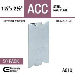 1-1/2 in. x 2-1/2 in. Steel Nail Plate (50-Pack) by Commercial Electric -Eaton Sales commercial electric conduit fittings fanps 250 50 d4 1000