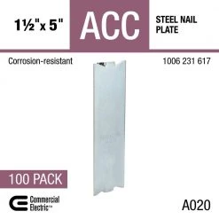 1-1/2 in. x 5 in. Steel Nail Plate (100-Pack) by Commercial Electric -Eaton Sales commercial electric conduit fittings fanps 500 100 d4 1000