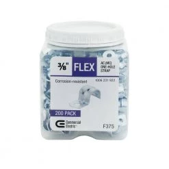 3/8 in. Flexible Metal Conduit (FMC) AC/MC One-Hole Strap (200-Pack) by Commercial Electric -Eaton Sales commercial electric conduit fittings ffs1s 38 200 44 1000