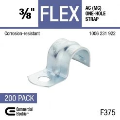 3/8 in. Flexible Metal Conduit (FMC) AC/MC One-Hole Strap (200-Pack) by Commercial Electric -Eaton Sales commercial electric conduit fittings ffs1s 38 200 d4 1000