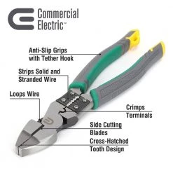 9 in. High-Leverage Multi-Purpose Linesman Pliers by Commercial Electric -Eaton Sales commercial electric electrician s lineman s pliers ce190204 4f 1000