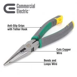 8 in. Long Nose Pliers by Commercial Electric -Eaton Sales commercial electric electrician s needle nose pliers ce180404 4f 1000