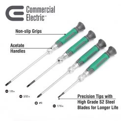Electrician's Precision Screwdriver (4-Piece) by Commercial Electric -Eaton Sales commercial electric electricians tool sets ce160142 1f 1000