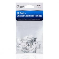 Coaxial Nail-In Clips, White (20-Pack) by Commercial Electric -Eaton Sales commercial electric extension cord accessories nail 20 wh a0 1000
