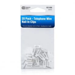 Telephone Wire Nail-In Clips, White (20-Pack) by Commercial Electric -Eaton Sales commercial electric extension cord accessories nailin clips 20 a0 1000