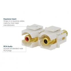 RCA Gold Plated Jack - White by Commercial Electric 12 RCA Gold Plated Jack - White by Commercial Electric -Eaton Sales commercial electric jacks 5103 wh bk rd c3 1000