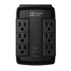 6-Outlet Wall Mounted Swivel Surge Protector, Black by Commercial Electric