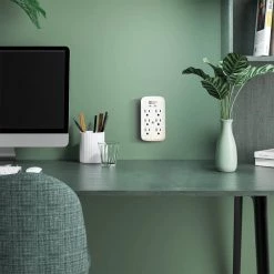 6-Outlet Wall Mounted Surge Protector, White by Commercial Electric -Eaton Sales commercial electric surge protectors la 9a 8 4f 1000