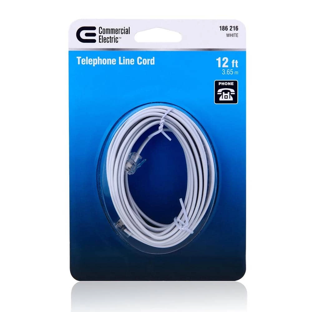 12 ft. Telephone Line Cord, White by Commercial Electric 6 12 ft. Telephone Line Cord, White by Commercial Electric - Image 4