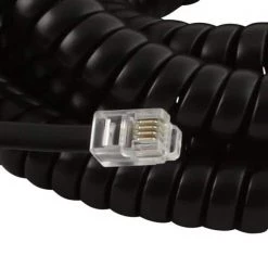 25 ft. Corded Phone Handset Coil, Black by Commercial Electric 8 25 ft. Corded Phone Handset Coil, Black by Commercial Electric -Eaton Sales commercial electric telephone cords 25ft cpp 4c bk 40 1000