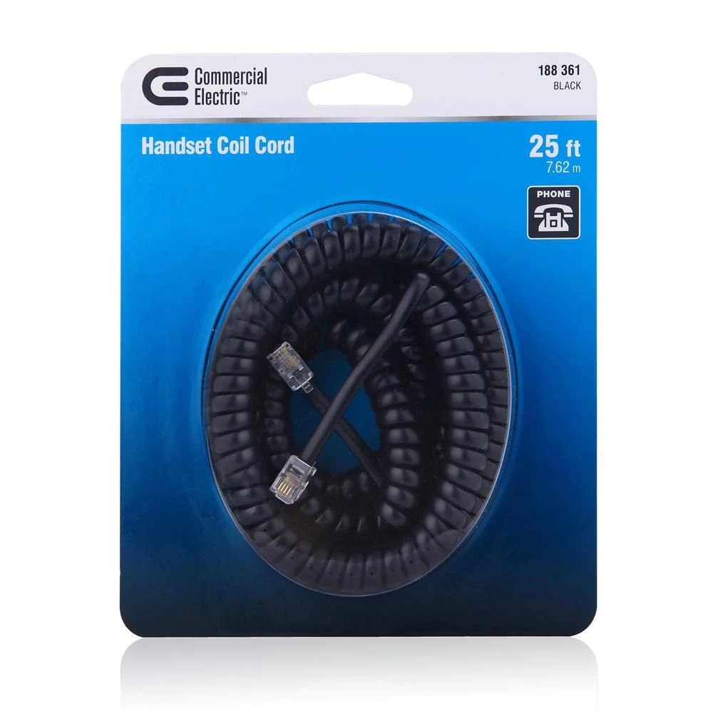 25 ft. Corded Phone Handset Coil, Black by Commercial Electric 6 25 ft. Corded Phone Handset Coil, Black by Commercial Electric - Image 4