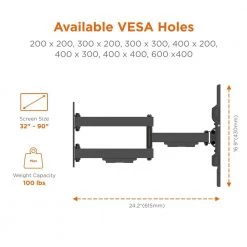 Full Motion Wall Mount for 32 in. to 90 in. TVs by Commercial Electric -Eaton Sales commercial electric tv mounts mb 53290 44 1000