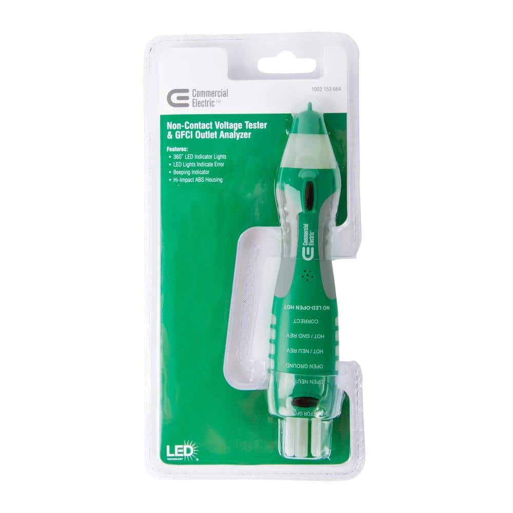 DualCheck 2-in-1 Tester, 50-1000V AC Non-Contact Voltage Detector and GFCI Outlet Circuit Analyzer by Commercial Electric 8 DualCheck 2-in-1 Tester, 50-1000V AC Non-Contact Voltage Detector and GFCI Outlet Circuit Analyzer by Commercial Electric - Image 6