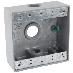 3/4 in. Gray 2-Gang 3-Holes Weatherproof Box by Commercial Electric