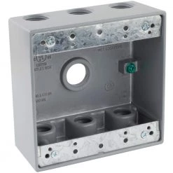 1/2 in. Gray 2-Gang 7-Holes Weatherproof Box by Commercial Electric