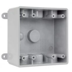 2-Gang Gray Weatherproof Box with Four 3/4 in. and Three 1/2 in. Holes by Commercial Electric
