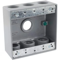 3/4 in. Gray 2-Gang 7-Holes Weatherproof Box by Commercial Electric