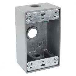 1/2 in. 1-Gang 3-Holes Weatherproof Box, Gray by Commercial Electric