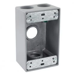3/4 in. Gray 1-Gang 4-Holes Weatherproof Box by Commercial Electric