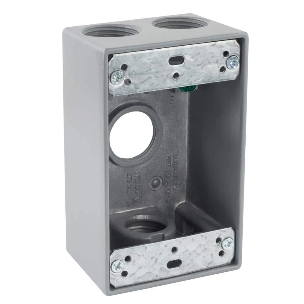 3/4 in. Gray 1-Gang 4-Holes Weatherproof Box by Commercial Electric 3 3/4 in. Gray 1-Gang 4-Holes Weatherproof Box by Commercial Electric