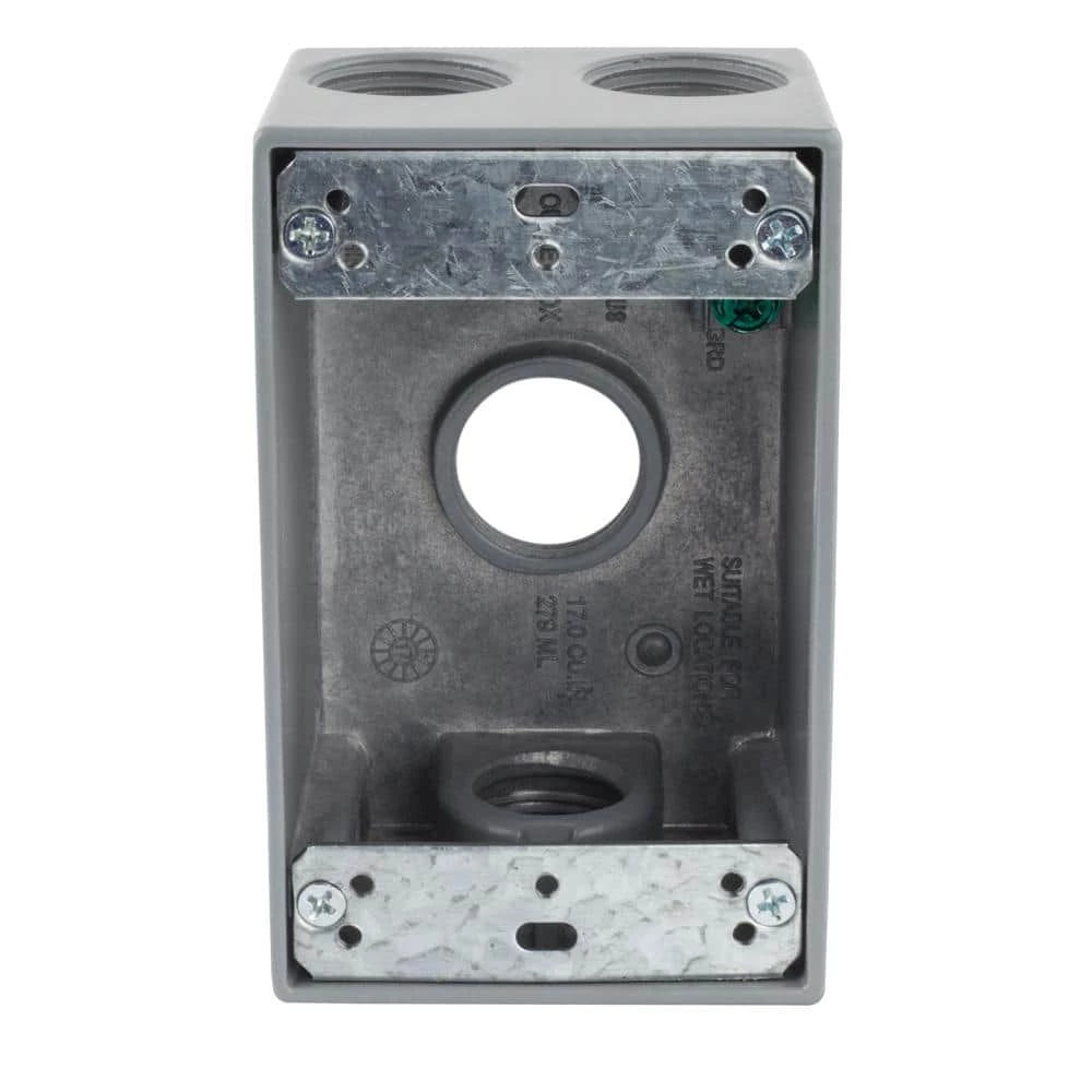 3/4 in. Gray 1-Gang 4-Holes Weatherproof Box by Commercial Electric 4 3/4 in. Gray 1-Gang 4-Holes Weatherproof Box by Commercial Electric - Image 2