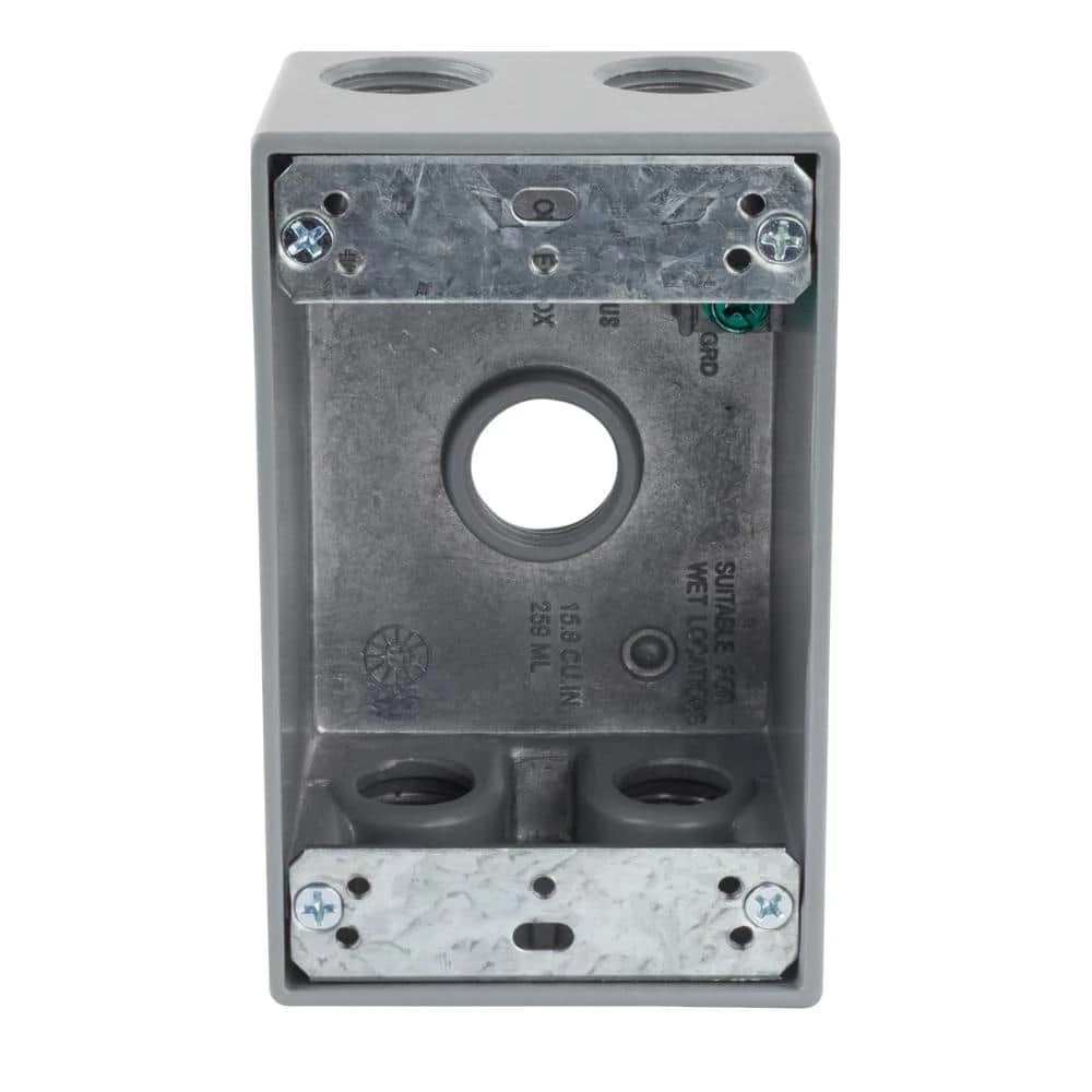 1/2 in. Gray 1-Gang 5-Holes Weatherproof Box by Commercial Electric 4 1/2 in. Gray 1-Gang 5-Holes Weatherproof Box by Commercial Electric - Image 2